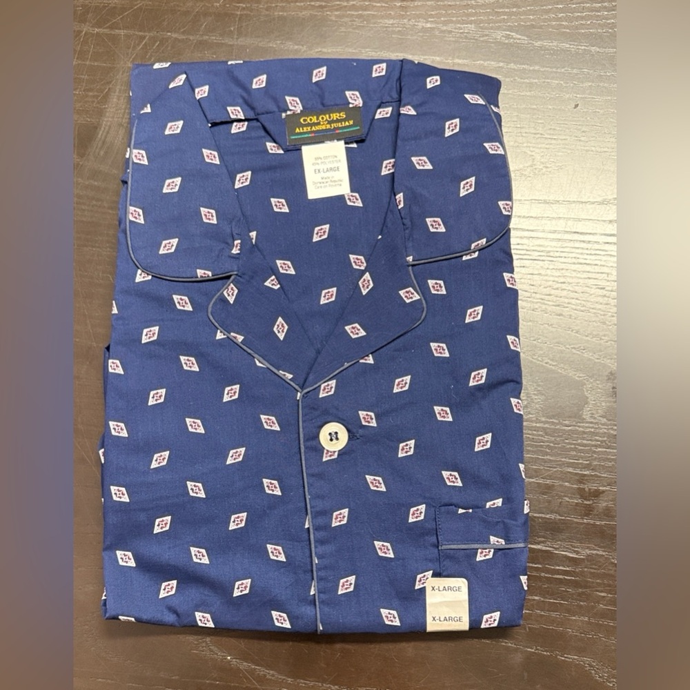 Colors by Alexander Julian Men's Navy Diamond Print PJ
